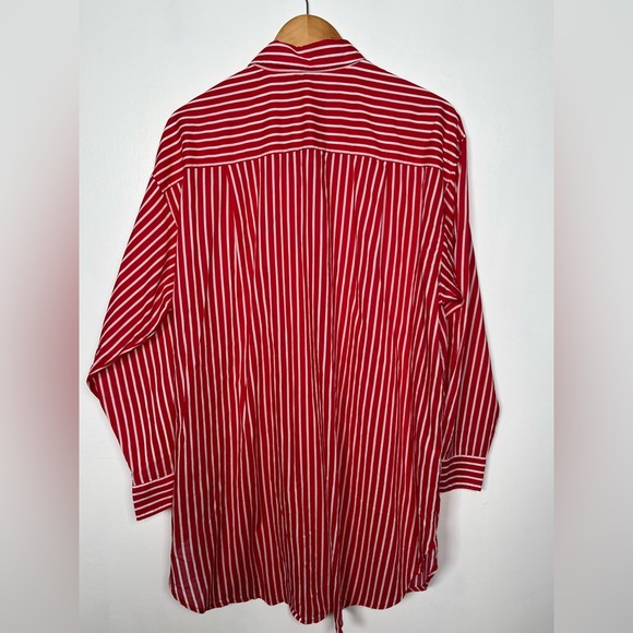 J. Crew Size XL Red Cotton voile beach shirt in stripe- - Picture 9 of 11